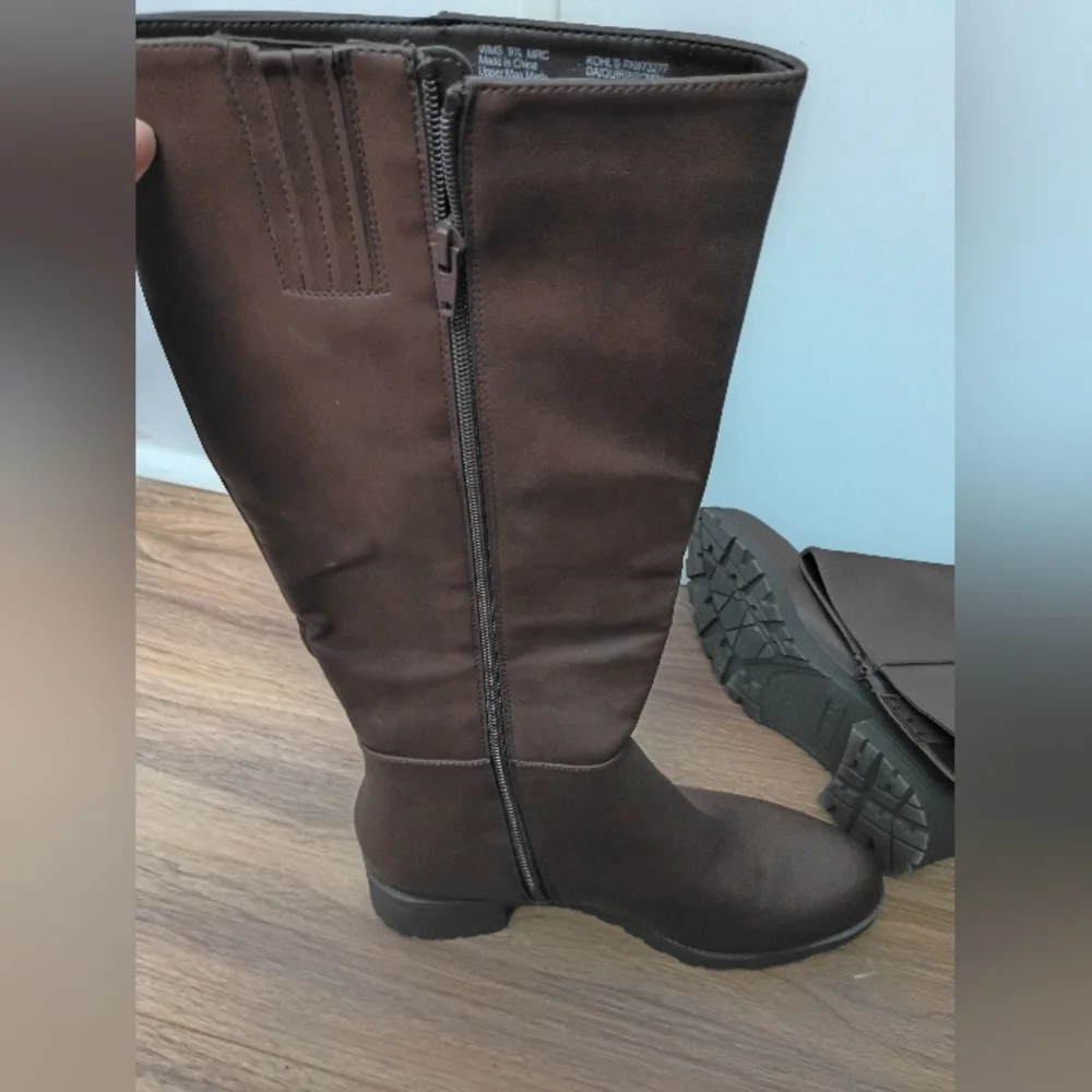 Brown Leather Knee-High Boots